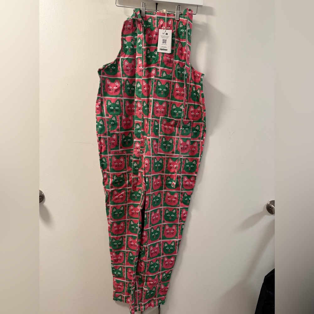 NWT Lucy and Yak exclusive Cat Print dungaree overalls - Picture 2 of 6